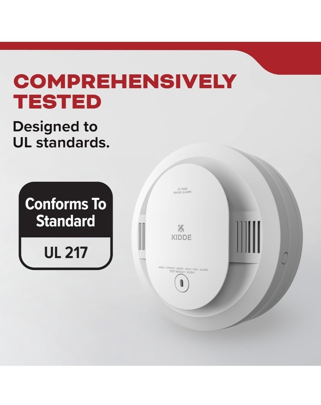 Kidde Smoke Detector 10 Year Battery Powered LED Warning Light Indicators 20SA10