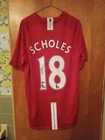 Paul Scholes Signed Manchester Utd Home Soccer Jersey #18 with Beckett 3W135694