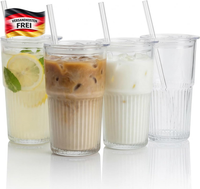 TrinkgläSer Set 2Er Mit Deckel Glasbecher FüR Kaffee Smoothies Cocktails