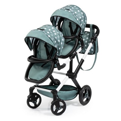 Bayer Design Puppen-Zwillingswagen Xeo Twin grün Sterne NEU