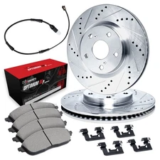 For Jaguar F-Pace 21-22 Drilled & Slotted Rear Brake Kit w Optimum Pads