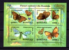 Romania, Native Butterflies, 2002, Block 322 **. See Scan