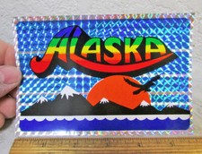 vintage Alaska Sticker decal, Diffraction Prism style decal, colorful 6 x 4