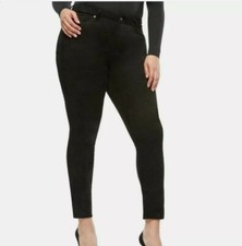 Good American Good Legs Suede Like Pants Black Stretch Denim Size 18 New