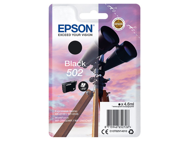 Cartouche Epson 502 noire T02V14 d'encre pour impression jet d'encre Expression Home