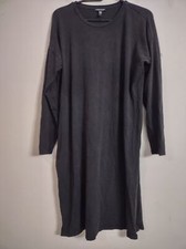 Eileen Fisher Sweater Dress Gray Long Sleeves Thin Knit Stretch Size Small