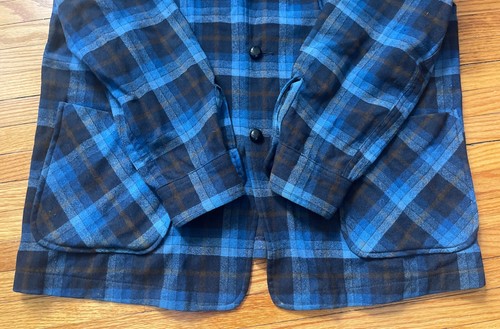 VTG 70's Size L Pendleton Blue Plaid Patch Pocket Casual Wool Blazer Made USA - Picture 7 of 8