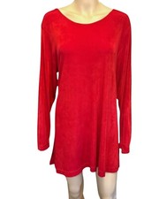 Leisure Wear By Adonna Soft Red Dress Long Sleeve Loose Fit Size Medium