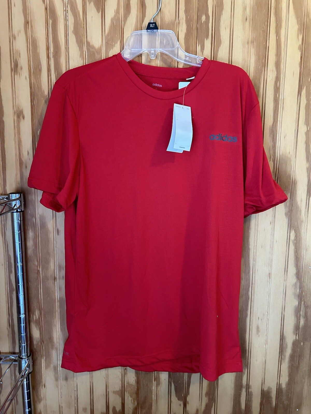 Adidas Mens L Workout Athletic Red Tee T-Shirt Red Short Sleeve NWT thumbnail 2