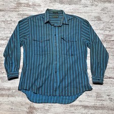 Vintage Levis Shirt Mens Large Blue Striped Button Up Long Sleeve Big E Classic