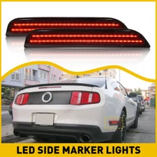 Fit 10-14 SMOKED Mustang Ford Front+Rear LED Marker Side Light Bumper Lamp SET Y