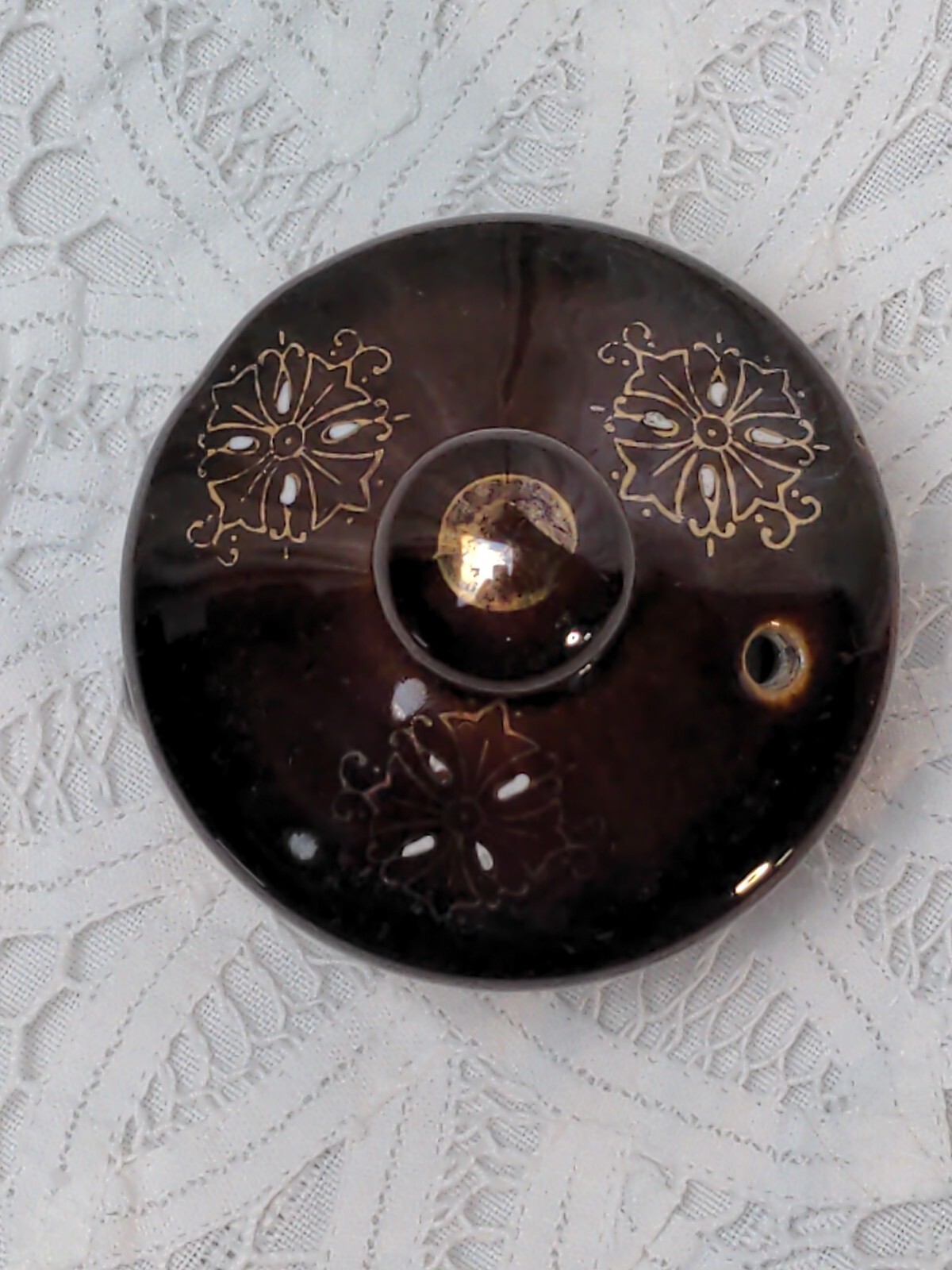 Vintage Brown Betty Redware Teapot Hand Painted Moriage Style /Lid Made in Japan eBay