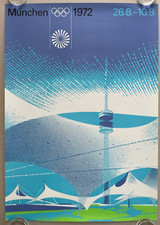 Plakat Poster (Beschädigt) - Turm Stadion . Olympiade München 1972  - DIN A1