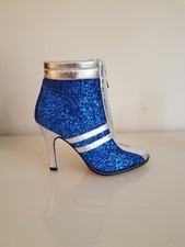 Terry de Havilland Women's Leather Disco Boot Glitter Blue  RRP £495