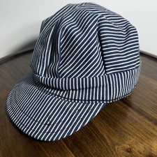Vintage Train Conductor Hat Cap Boys Small Fitted Striped Engineer RailRoad USA