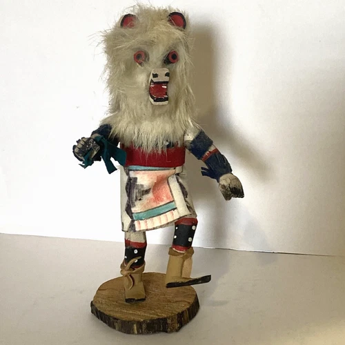 vintage Native American New Mexico Kachina Doll White Bear  7"