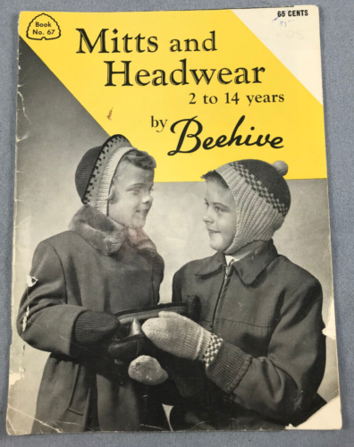 Vtg Mitts & Headwear by Beehive Age 2-14 Knitting Pattern Booklet Patons 1950s - Afbeelding 1 van 3