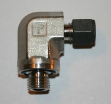 1/4" Tube OD x 9/16-18 SAE Straight Thread O-Ring Boss SS Elbow Fitting Parker