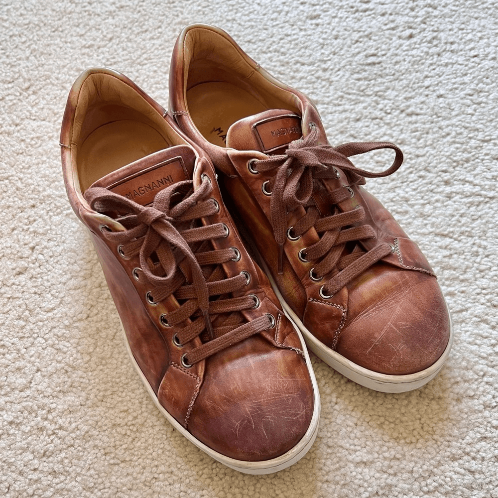 Magnanni Brown Leather Sneakers Size 7 | eBay