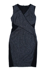 Elie Tahari Womens Black Gray Sleeveless V-Ne...