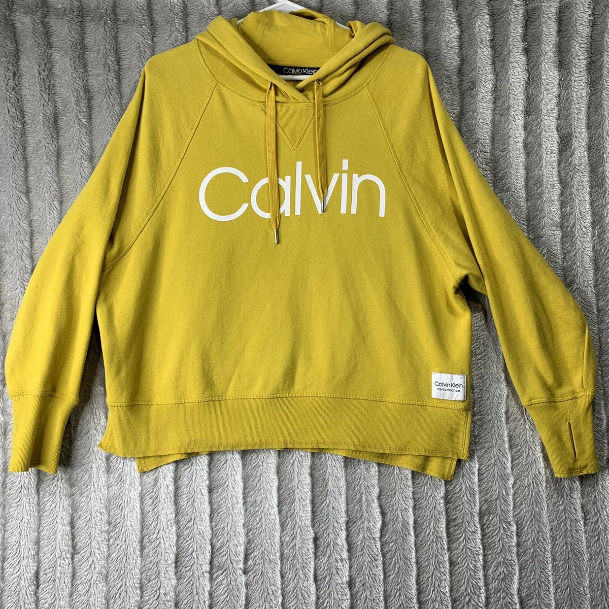 Calvin Klein Performance Pullover Hoodie Sweater Womens M Yellow | eBay