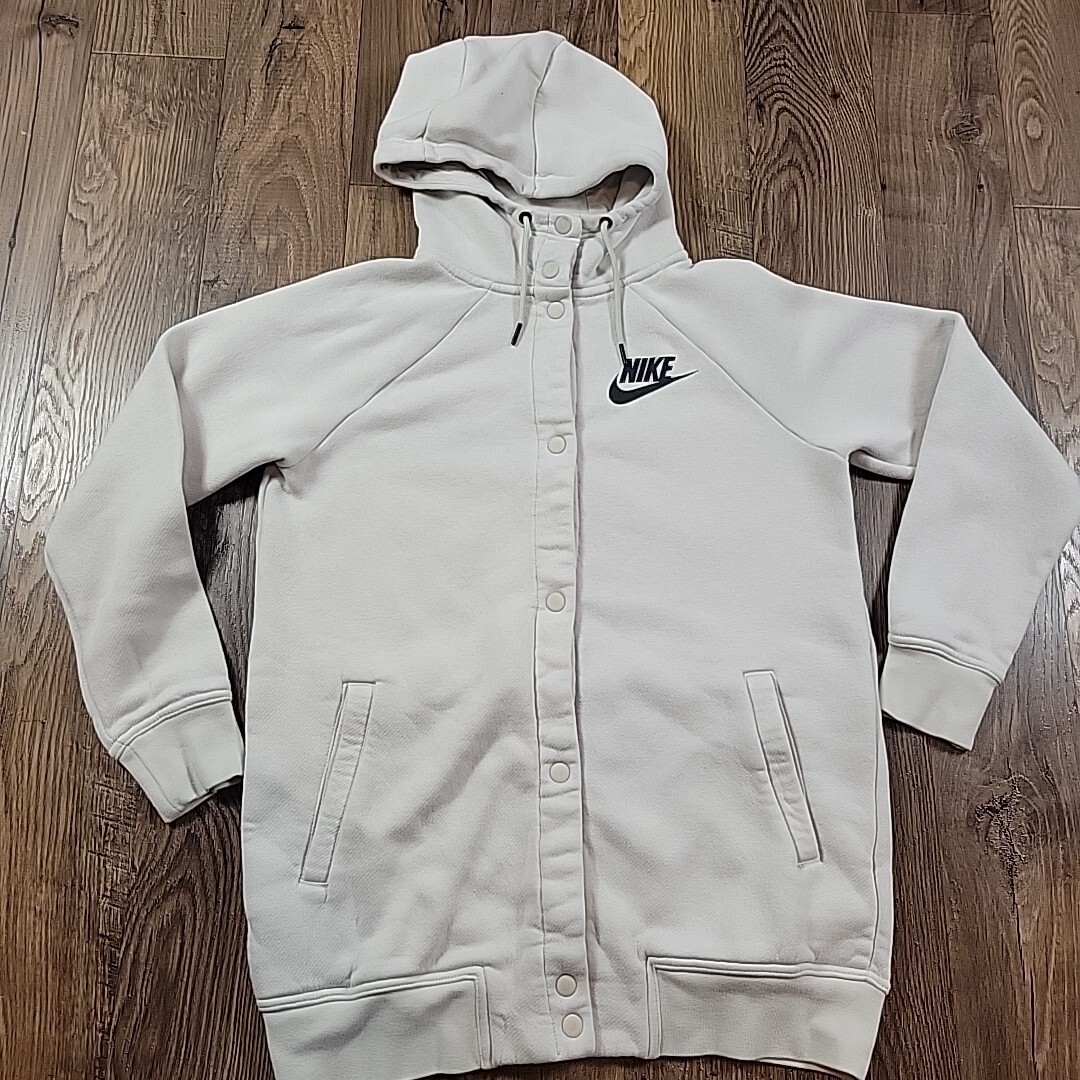 Nike Sportswear Rally Jacket Womens Small Beige Hooded Snap