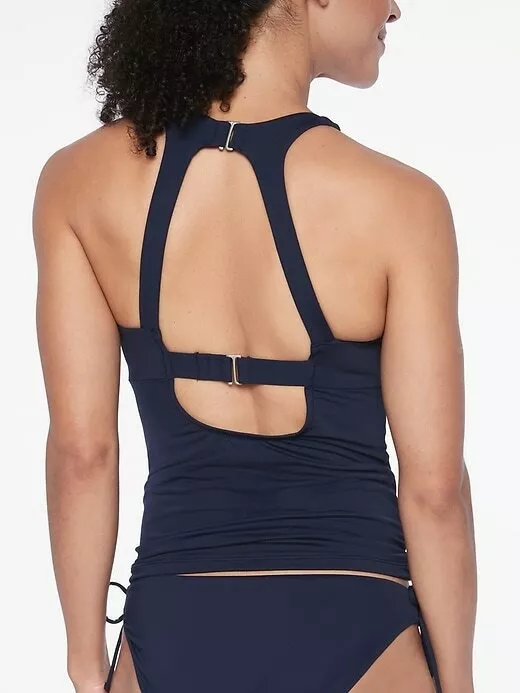 ATHLETA Maldives High Neck Tankini Top, NWT, 38 B/C, Navy, Swim