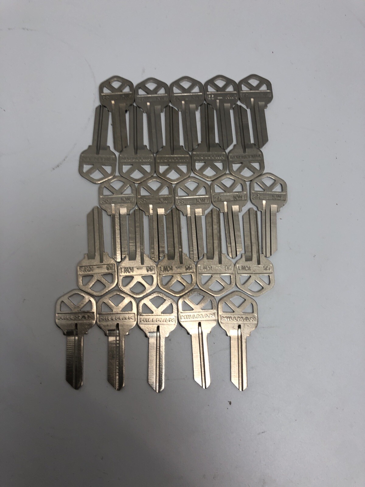 25 Hillman KW1 Key Blanks 85910 Nickle Plated Brass NEW out of the