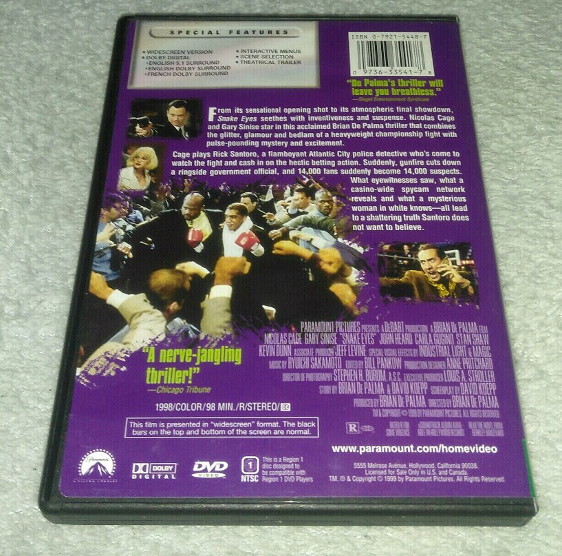 Snake Eyes (DVD, Widescreen Edition) Nicolas Cage, Gary
