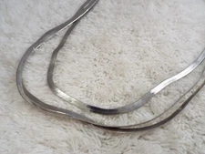CHARMING CHARLIE Silvertone Three Stand Herringbone Chain Necklace (F41)