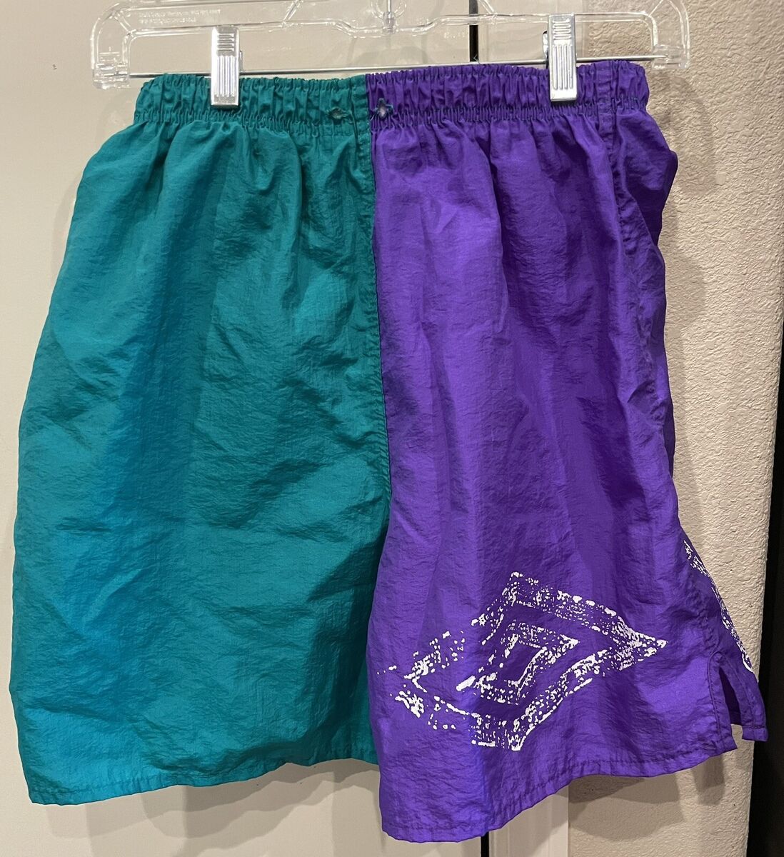 VTG 90s Umbro Soccer Shorts Color Block Purple Green Medium VTG 90s Umbro Soccer Shorts Color Block Purple Green Medium