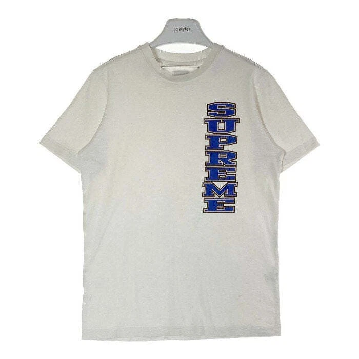 T shirt SUPREME logo vertical gros imprimé blanc tailles d'occasion