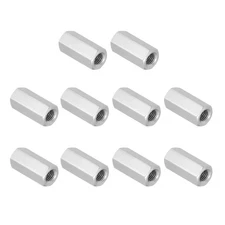 10Pcs 3/8"-16 UNC 1.4" Length 304 Stainless Steel Hex Coupling Nuts Connector
