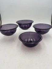 4 Set Pyrex 1 qt Glass Bowl Amethyst Purple Lavender Mixing Bowls USA #322 Vtg