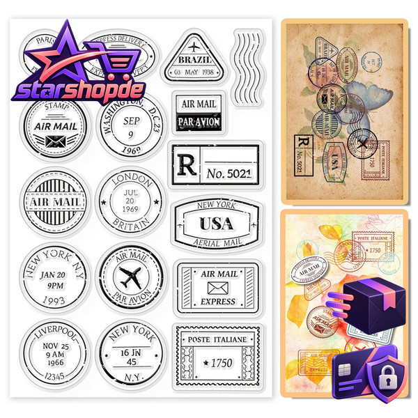 Silikonstempel Luftpost Flugzeug Transparent Retro FüR Kartengestaltung DIY-image