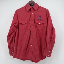 Vtg Wrangler National Patriot Pearl Snap Western Shirt Red Plaid Fits Medium