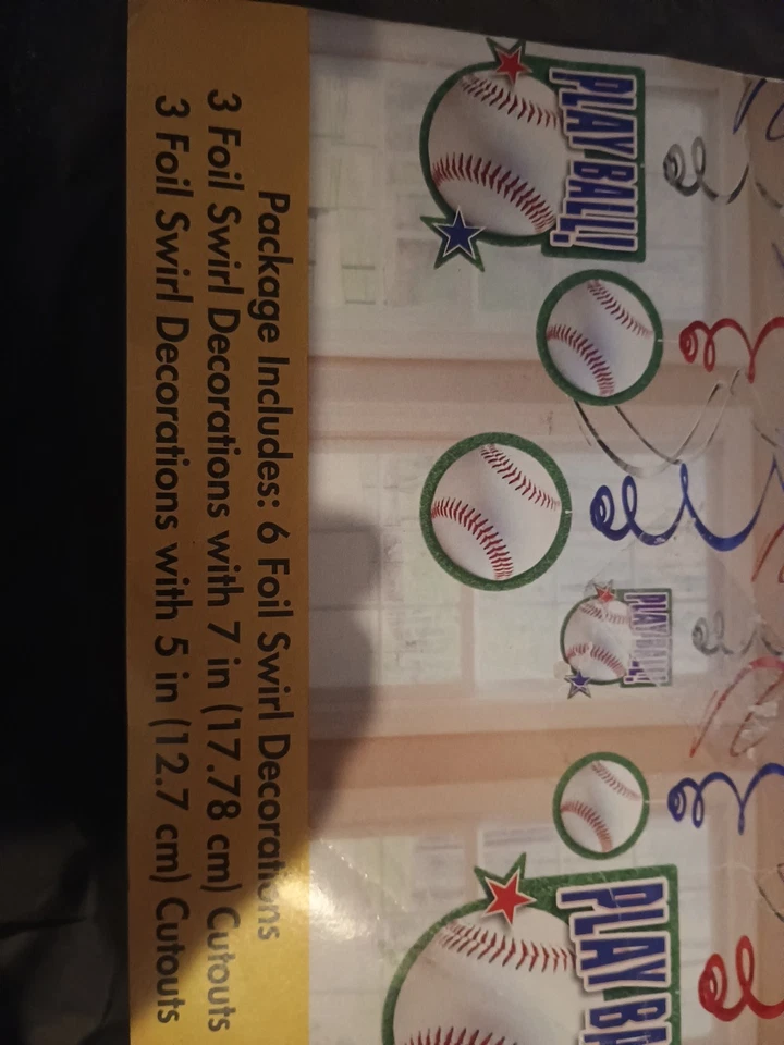 Béisbol PlayBall" Fiesta de Cumpleaños 6 Láminas Remolino Decoraciones 3-5"/3-7" Recortes Foto 3 de 4