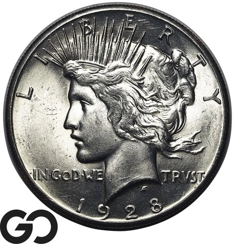 1928 Peace Dollar, Very Lustrous Gem BU++ Series Low Mintage Key Date