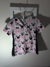 Official Disney Stretch Minnie Mouse Scrub Top Women's Size Small Stretch