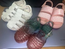3 PAIR Size 5  6 Toddler Girl Sandals White Pink Glitter