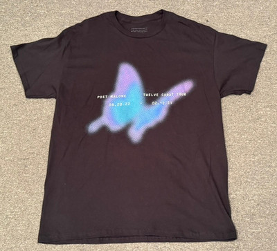 Post Malone 2022-2023 Twelve Carat Tour T-Shirt Sz L Concert Posty Butterfly