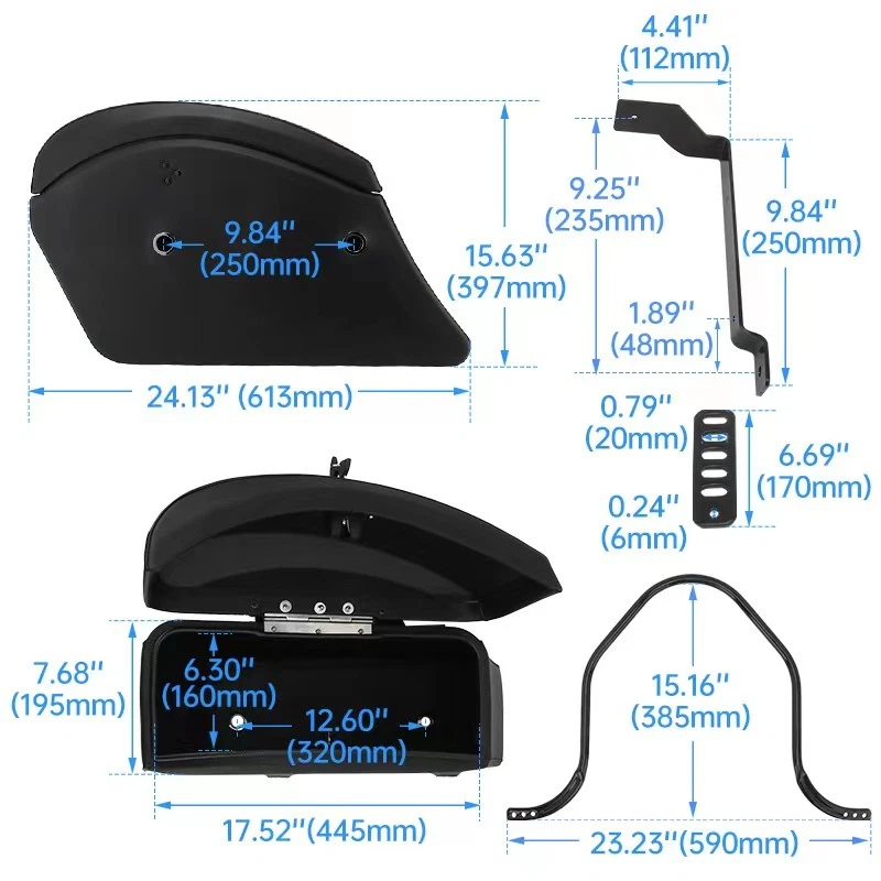 Hard Motorcycle Saddle Bags Saddlebags w/ Mounting Kit For Yamaha Kawasaki Honda Foto 2 de 4