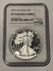 2017-W ASE Silver Eagle, NGC PF70 ULTRA CAMEO, West Point, .999 Silver Prob Free