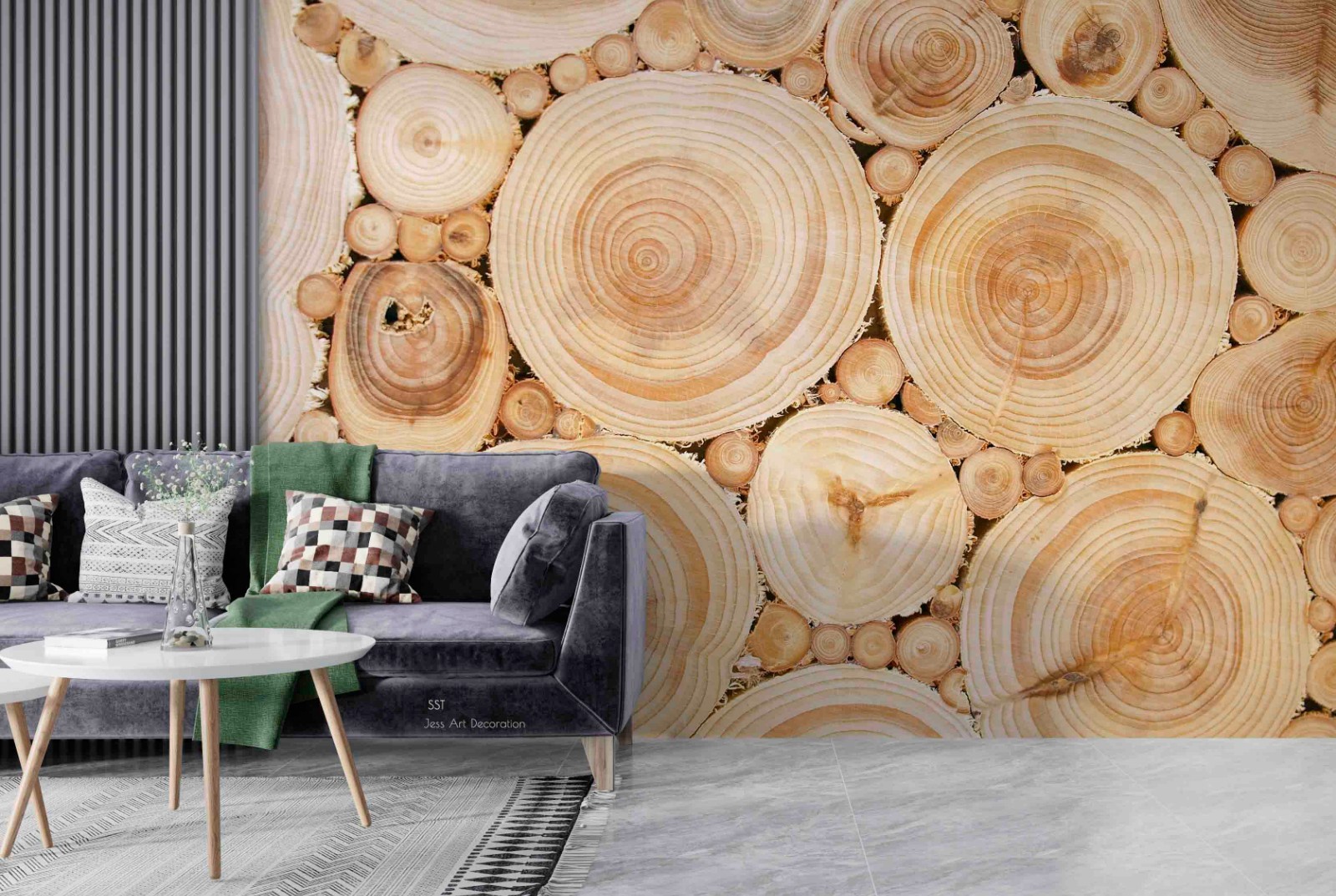 3D Wood Products Annual Rings Texture Wall Murals Wallpaper Murals Wall Sticker