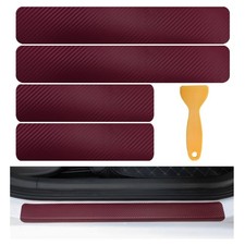 4 PCS Car Door Sill Protector, 3D Carbon Fiber Front/Rear Door Entry Guard Sc...