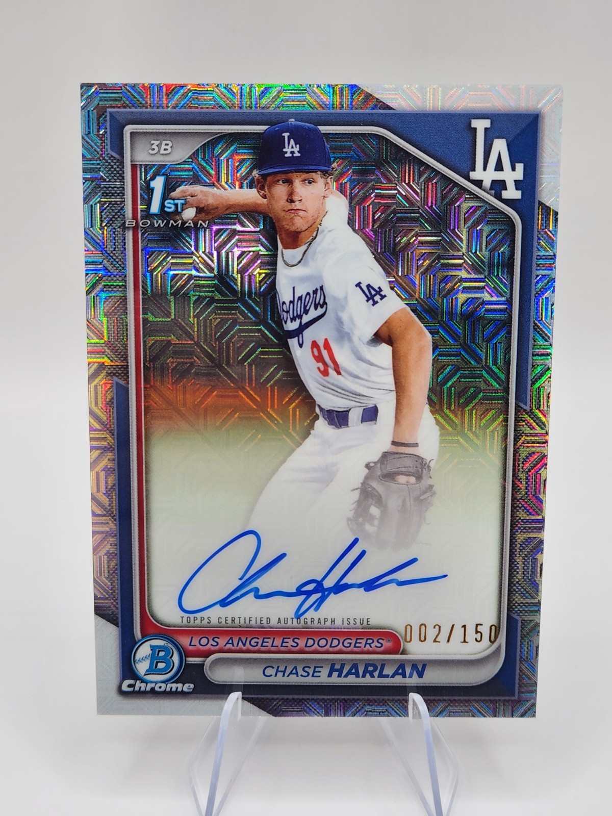 2024 Bowman Chrome Draft 1st Chase Harlan Auto HTA Refractor /150 LA Dodgers RC