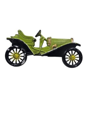 Vintage Midwest 1909 Hupmobile Cast Metal Wall Plaque Green Black Gold 10'' Car