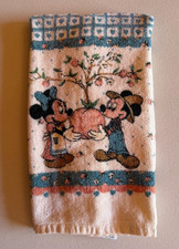 Vtg Country Mickey Minnie Mouse Peach Tree Franco Kitchen Dish Towel