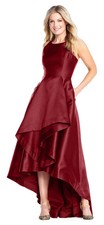 Adrianna Papell Garnet Red Mikado High Low Gown Size 8 199