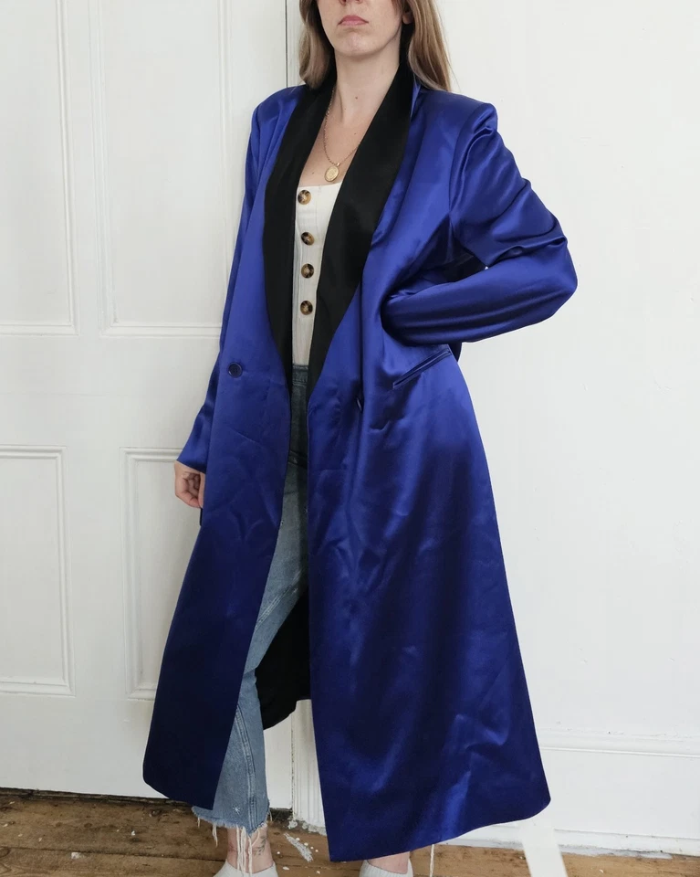 Rat & Boa Apollo Coat Size L LARGE Uk 14 16 electric Blue New Satin Rat And Boa - Image 4 of 4